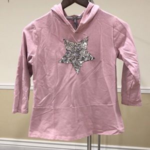 Girls Pink Sequin Star Hoodies